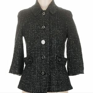 $426 Tory Burch Tweed Lightweight  Wool Blend Blazer Coat READ